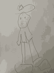 a child 's drawing of a person with a hat on their head