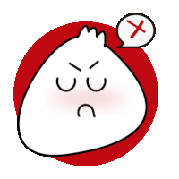 a cartoon drawing of an angry dumpling with a red circle around it