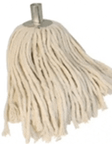 a white mop head with a metal handle on a white background .