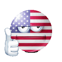 a smiley face with the flag of the united states on it giving a thumbs up