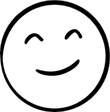 a black and white drawing of a smiley face with its eyes closed and a smile .