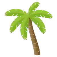 a cartoon illustration of a palm tree with green leaves