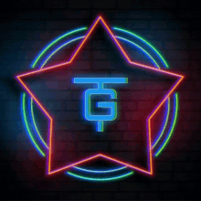 a neon sign with the letter g in the center