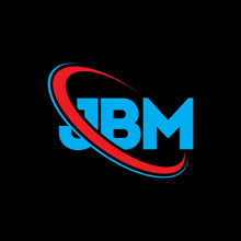 a blue and red logo with the letter jbm