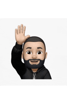 a cartoon of a man with a beard is waving his hand