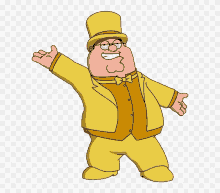 peter griffin from family guy is wearing a yellow top hat