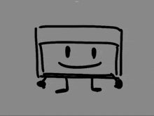 a black and white drawing of a box with arms and legs