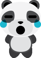 a panda bear is crying with its eyes closed