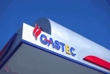 a gas station with a sign that says gastec on it