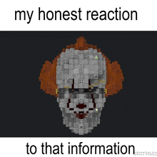 a drawing of a clown with the words " my honest reaction to that information " below it