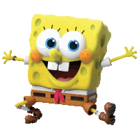 a cartoon character named spongebob has his arms and legs outstretched