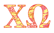 the letters x and o are yellow and red with a floral pattern