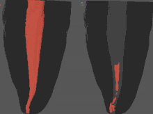 a and b images of a tooth with a red stripe on it