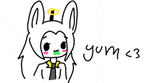 a drawing of a bunny with the words yum < 3 written below it