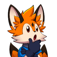 a cartoon fox with a surprised look on his face is wearing a blue shirt