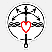 a sticker with an anchor and a heart in the center