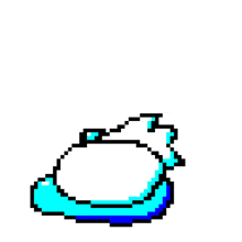 a pixel art drawing of a blue object with a white background .