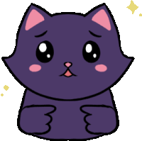 a drawing of a purple cat with pink ears