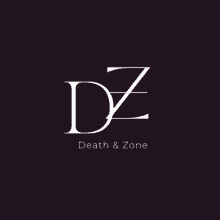 a logo for dz death & zone with a dark background