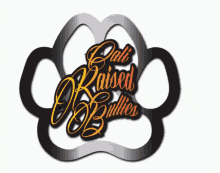 a logo for cali raised bullies has a paw print