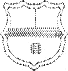 a black and white drawing of a cat 's face with the letters aa surrounding it