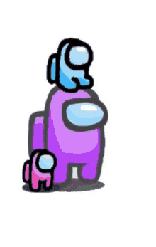 a cartoon of a purple among us character with a baby .