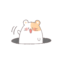 a drawing of a hamster sticking its tongue out of a hole