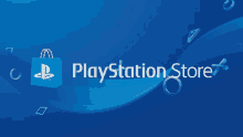 a blue background with a playstation store logo