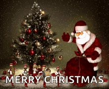 a merry christmas greeting card with santa claus