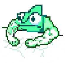 a pixel art drawing of a green frog