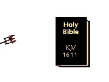 a cartoon of a devil next to a holy bible