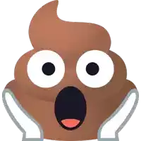 a cartoon drawing of a poop with a surprised face