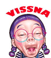 a cartoon of a girl with glasses and the name vissna above her