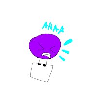 a cartoon drawing of a purple object with aaa written above it