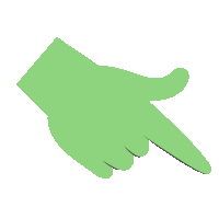 a green hand is pointing to the left