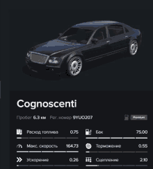 a black car with the word cognoscenti on the top