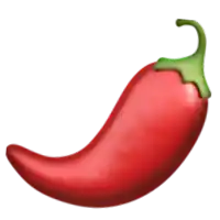 a red hot pepper with a green stem on a white background