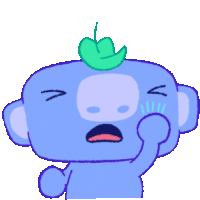 a cartoon character with a green leaf on his head is crying