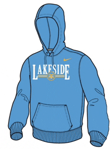 a blue hoodie with the word lakeside on the front