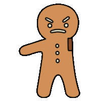 a gingerbread man with an angry face is standing on a white background