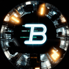 the letter b is glowing brightly in a dark room