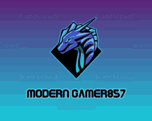 a logo for modern gamer857 with a dragon head