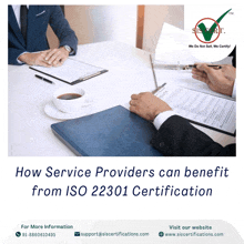 a poster that says how service providers can benefit from iso 2230 certification