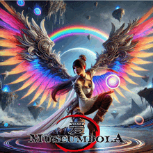 a poster of a woman with wings and the words museumbola on the bottom