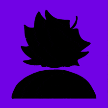 a silhouette of a person 's head with a purple background