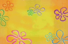 a yellow background with spongebob squarepants flowers on it .