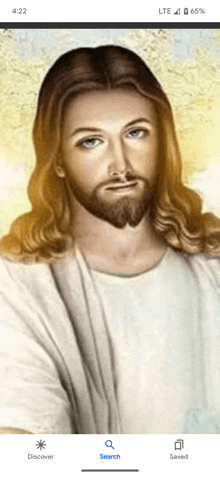 a screenshot of a painting of jesus on a cell phone