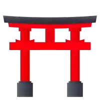 a red torii gate with a black roof