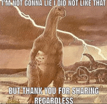 a picture of a dinosaur with a lightning bolt behind it