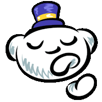 a cartoon drawing of a polar bear with a top hat on